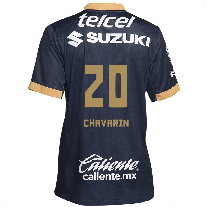 Kids Football Aerial Chavarin #20 Obsidian Gold White Away Jersey 2024/25 T-Shirt Uk