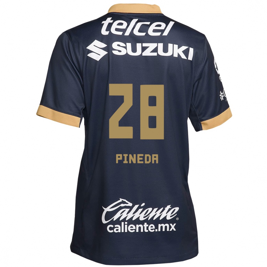 Kids Football Grecia Pineda #28 Obsidian Gold White Away Jersey 2024/25 T-Shirt Uk