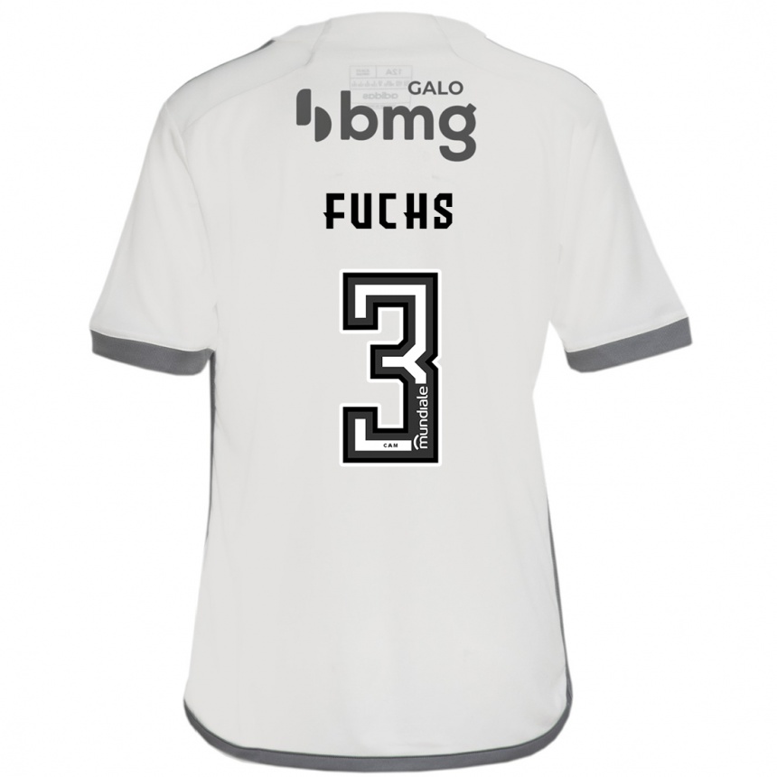 Kids Football Bruno Fuchs #3 Off White Away Jersey 2024/25 T-Shirt Uk