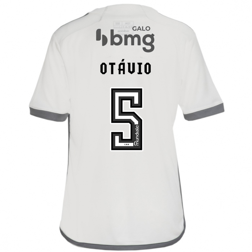 Kids Football Otávio #5 Off White Away Jersey 2024/25 T-Shirt Uk