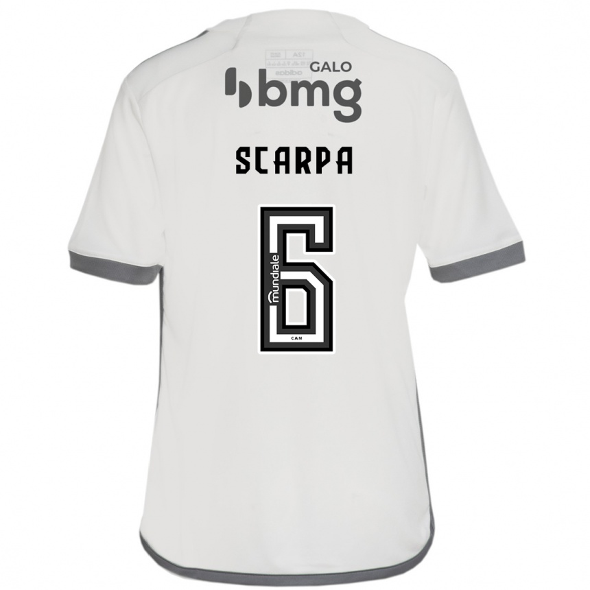 Kids Football Gustavo Scarpa #6 Off White Away Jersey 2024/25 T-Shirt Uk