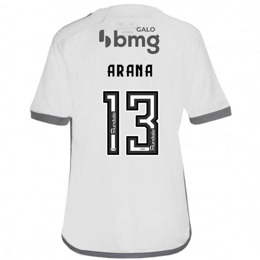 Kids Football Guilherme Arana #13 Off White Away Jersey 2024/25 T-Shirt Uk