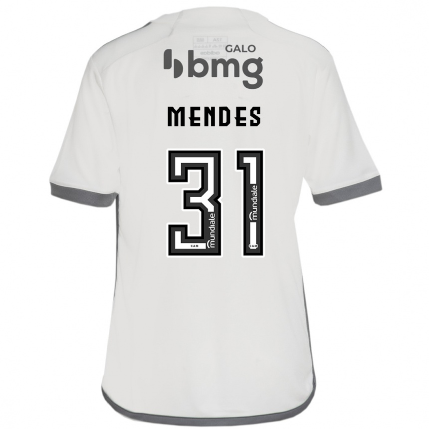 Kids Football Matheus Mendes #31 Off White Away Jersey 2024/25 T-Shirt Uk