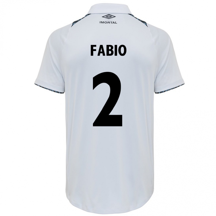 Kids Football Fábio #2 White Blue Away Jersey 2024/25 T-Shirt Uk