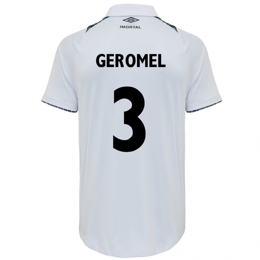 Kids Football Pedro Geromel #3 White Blue Away Jersey 2024/25 T-Shirt Uk