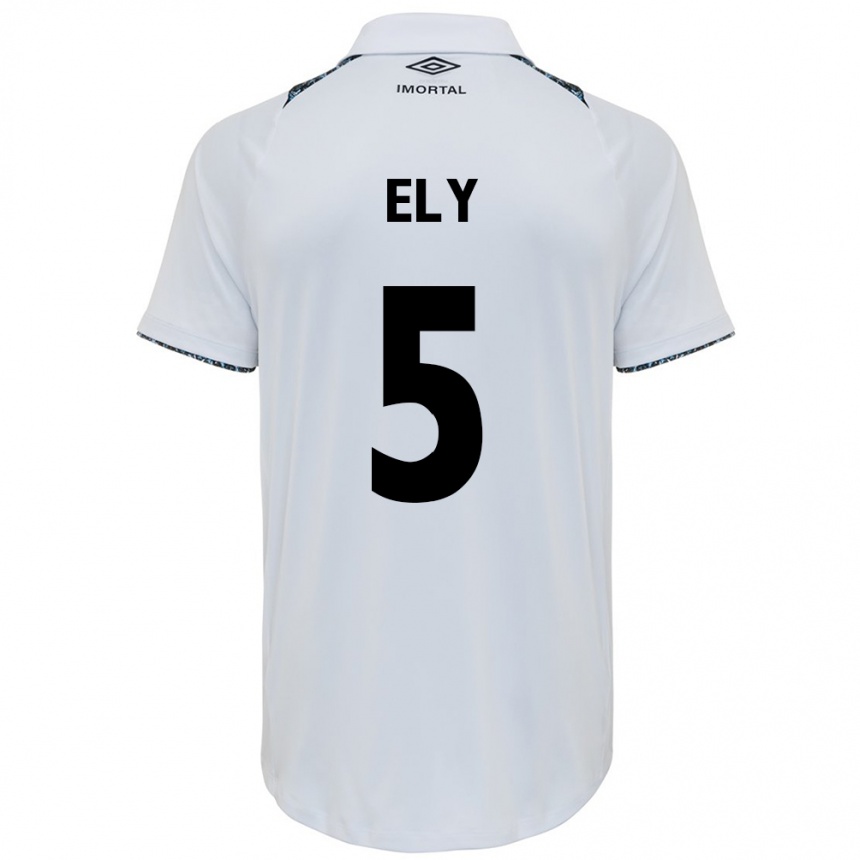 Kids Football Rodrigo Ely #5 White Blue Away Jersey 2024/25 T-Shirt Uk