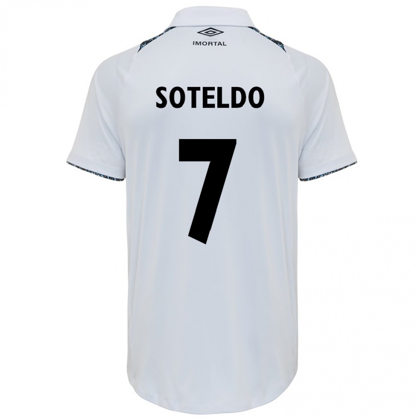 Kids Football Yeferson Soteldo #7 White Blue Away Jersey 2024/25 T-Shirt Uk