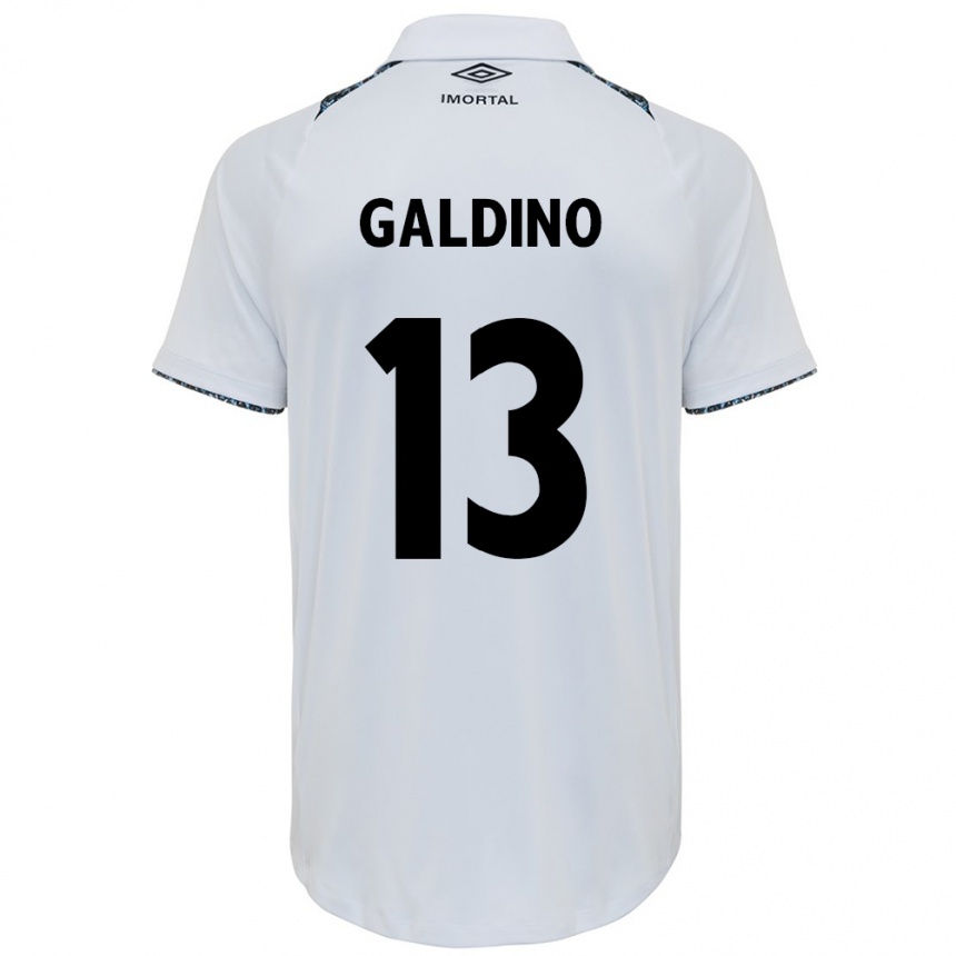 Kids Football Everton Galdino #13 White Blue Away Jersey 2024/25 T-Shirt Uk