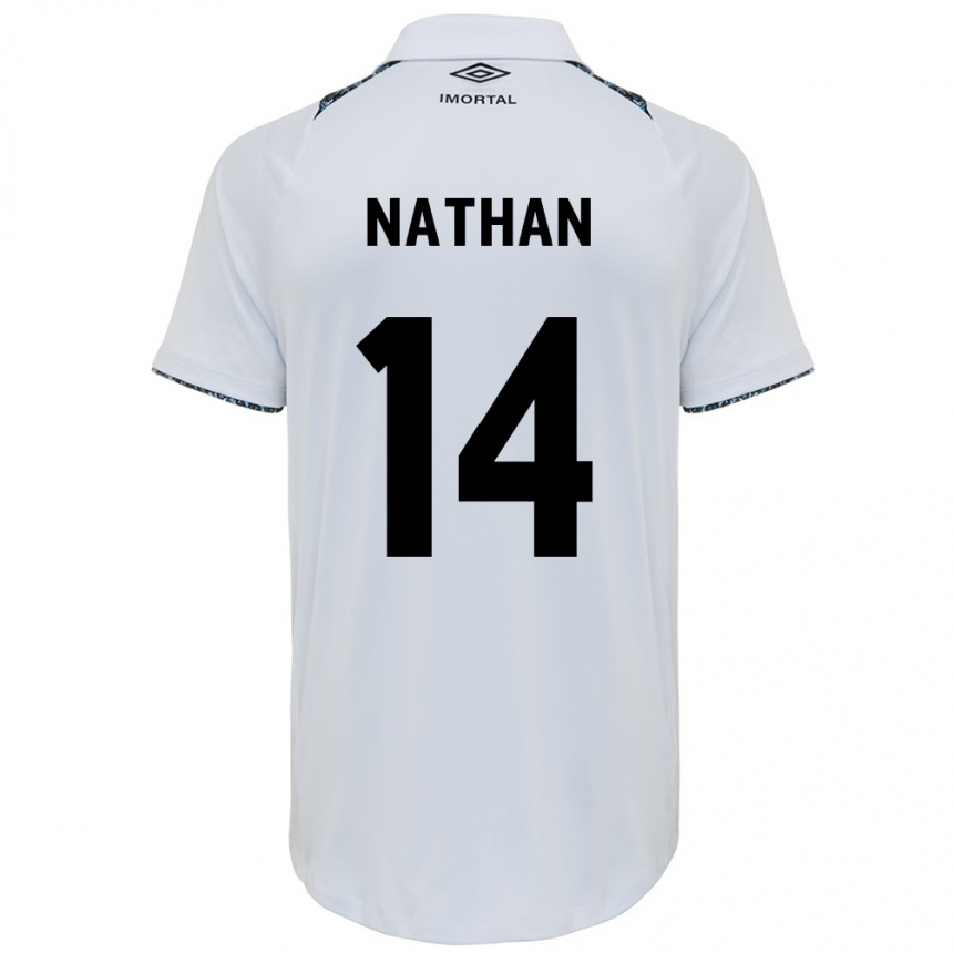 Kids Football Nathan #14 White Blue Away Jersey 2024/25 T-Shirt Uk