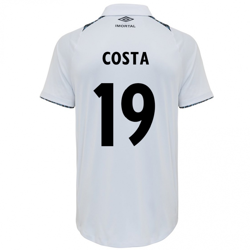 Kids Football Diego Costa #19 White Blue Away Jersey 2024/25 T-Shirt Uk