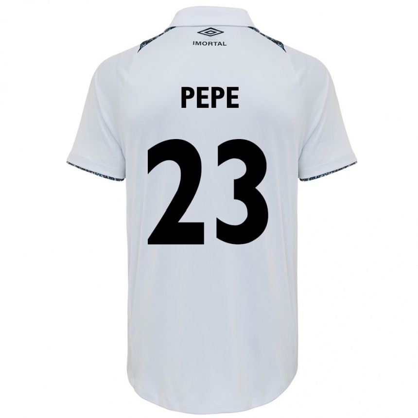 Kids Football Pepê #23 White Blue Away Jersey 2024/25 T-Shirt Uk