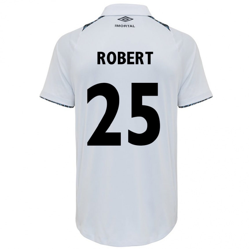 Kids Football Jhonata Robert #25 White Blue Away Jersey 2024/25 T-Shirt Uk