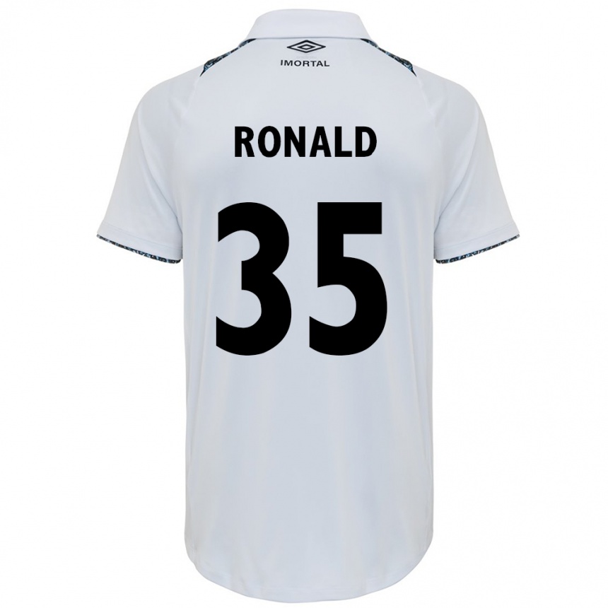 Kids Football Ronald #35 White Blue Away Jersey 2024/25 T-Shirt Uk