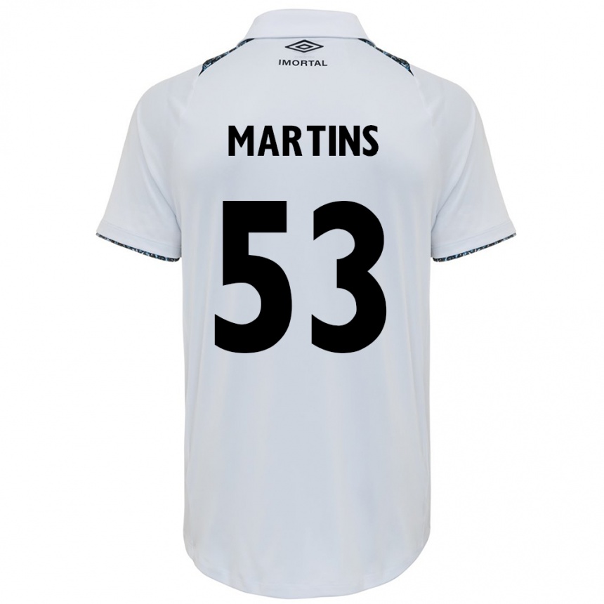 Kids Football Gustavo Martins #53 White Blue Away Jersey 2024/25 T-Shirt Uk