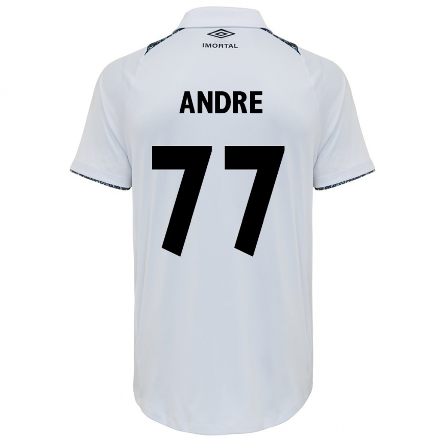 Kids Football André #77 White Blue Away Jersey 2024/25 T-Shirt Uk