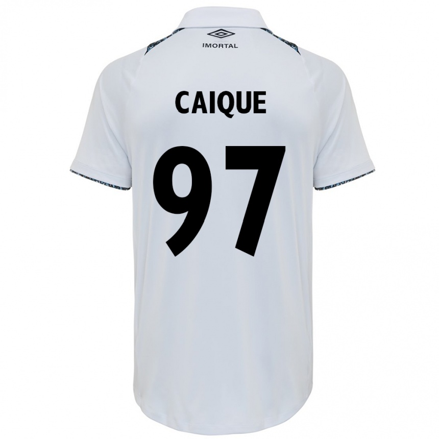 Kids Football Caíque #97 White Blue Away Jersey 2024/25 T-Shirt Uk