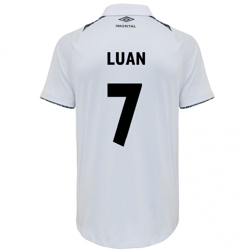 Kids Football Luan #7 White Blue Away Jersey 2024/25 T-Shirt Uk