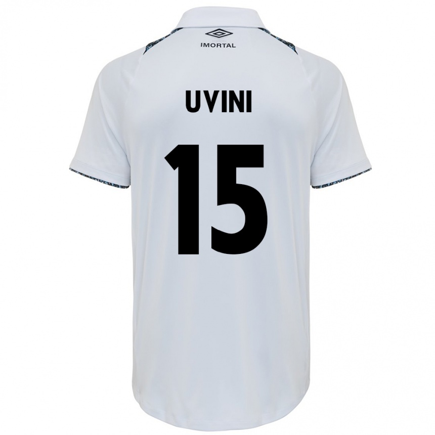 Kids Football Bruno Uvini #15 White Blue Away Jersey 2024/25 T-Shirt Uk