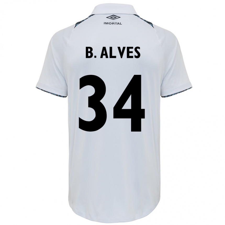 Kids Football Bruno Alves #34 White Blue Away Jersey 2024/25 T-Shirt Uk