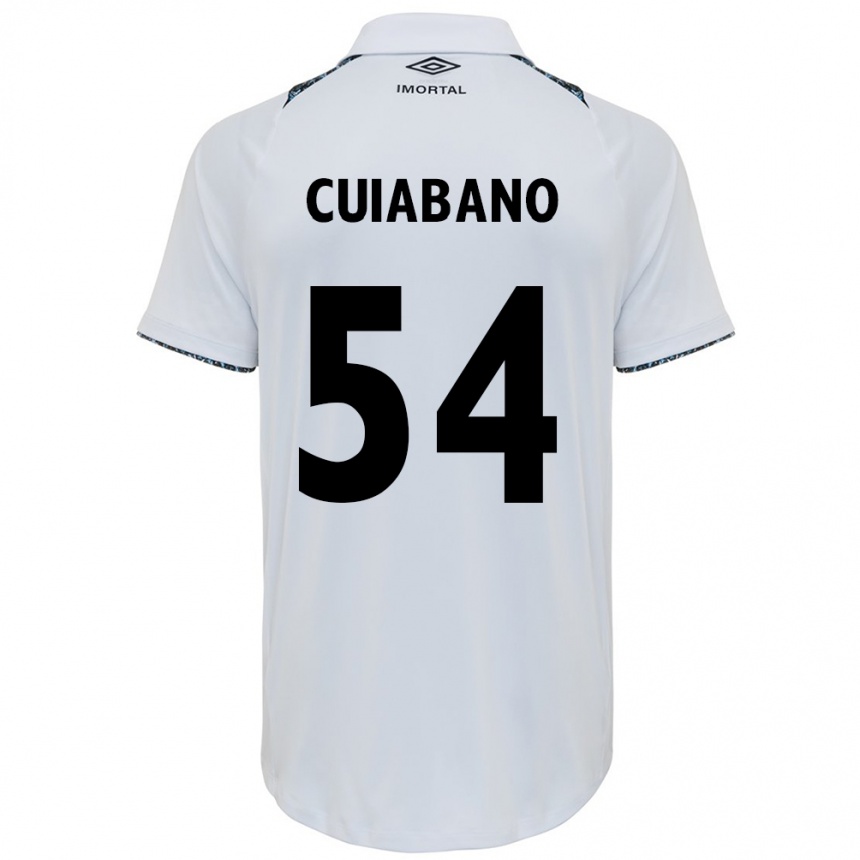 Kids Football Cuiabano #54 White Blue Away Jersey 2024/25 T-Shirt Uk