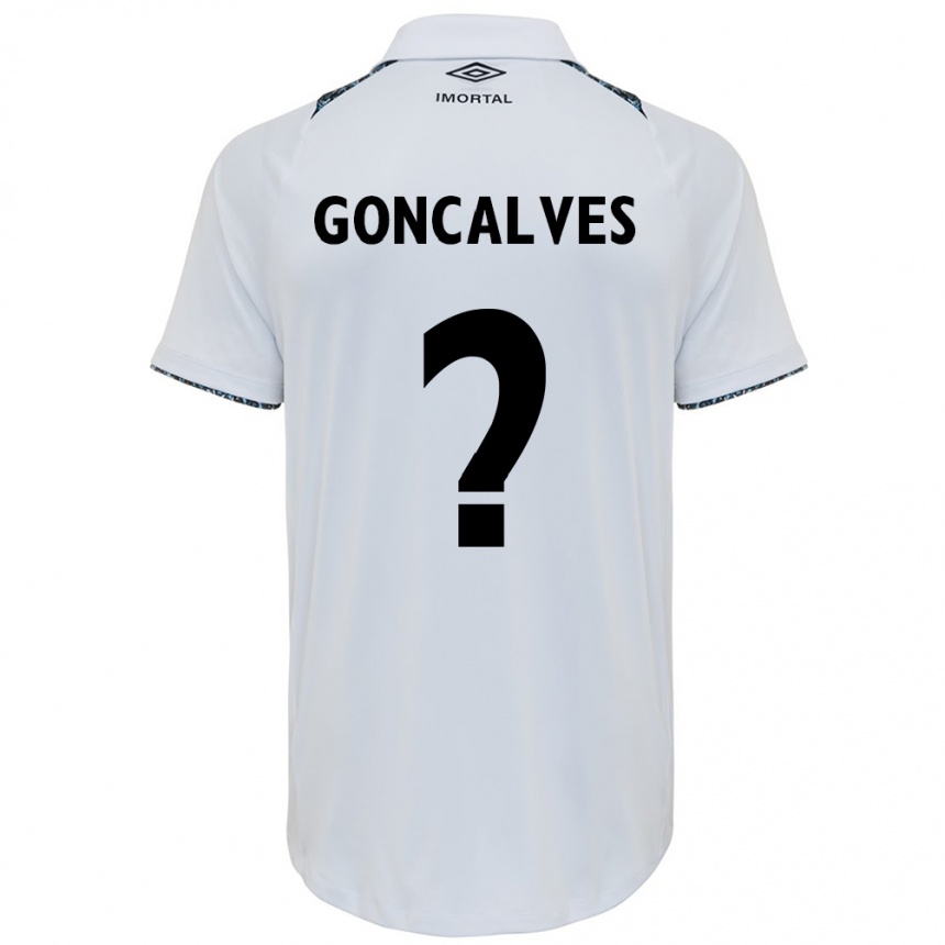 Kids Football Matheus Gonçalves #0 White Blue Away Jersey 2024/25 T-Shirt Uk