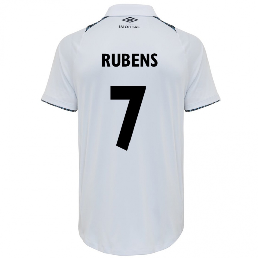 Kids Football Rubens #7 White Blue Away Jersey 2024/25 T-Shirt Uk