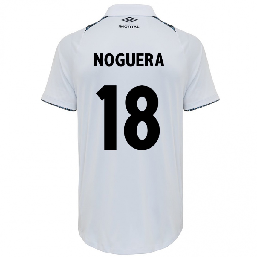 Kids Football Freddy Noguera #18 White Blue Away Jersey 2024/25 T-Shirt Uk