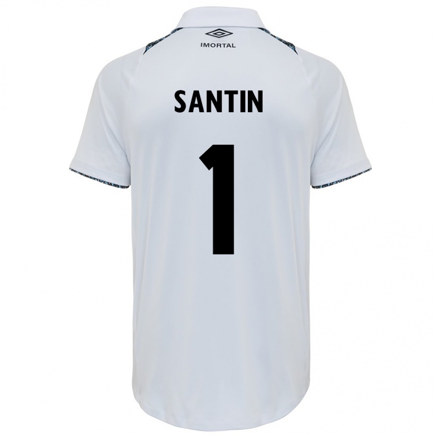 Kids Football Duda Santin #1 White Blue Away Jersey 2024/25 T-Shirt Uk