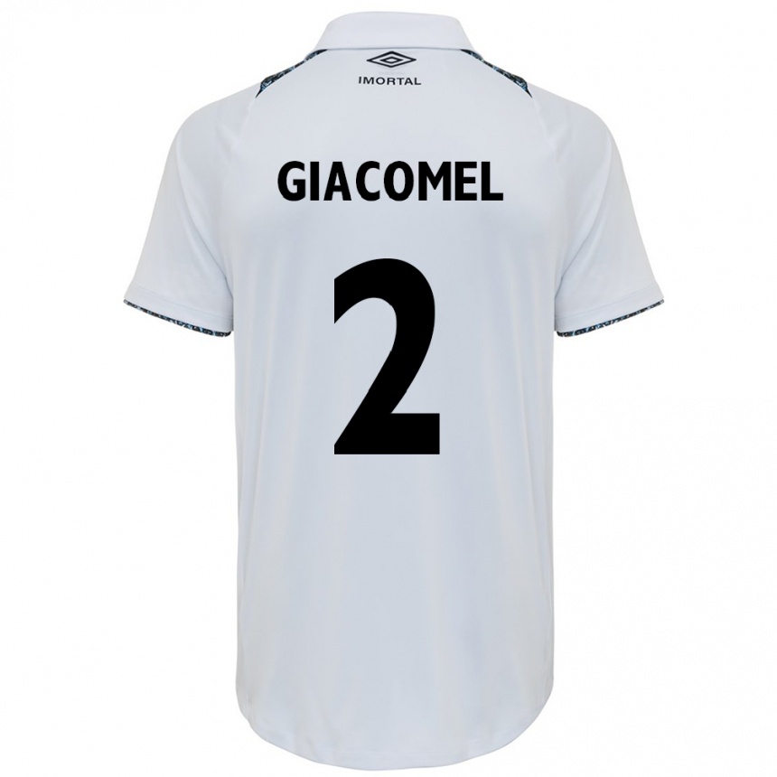 Kids Football Laís Giacomel #2 White Blue Away Jersey 2024/25 T-Shirt Uk