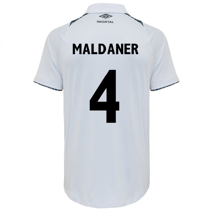 Kids Football Pati Maldaner #4 White Blue Away Jersey 2024/25 T-Shirt Uk