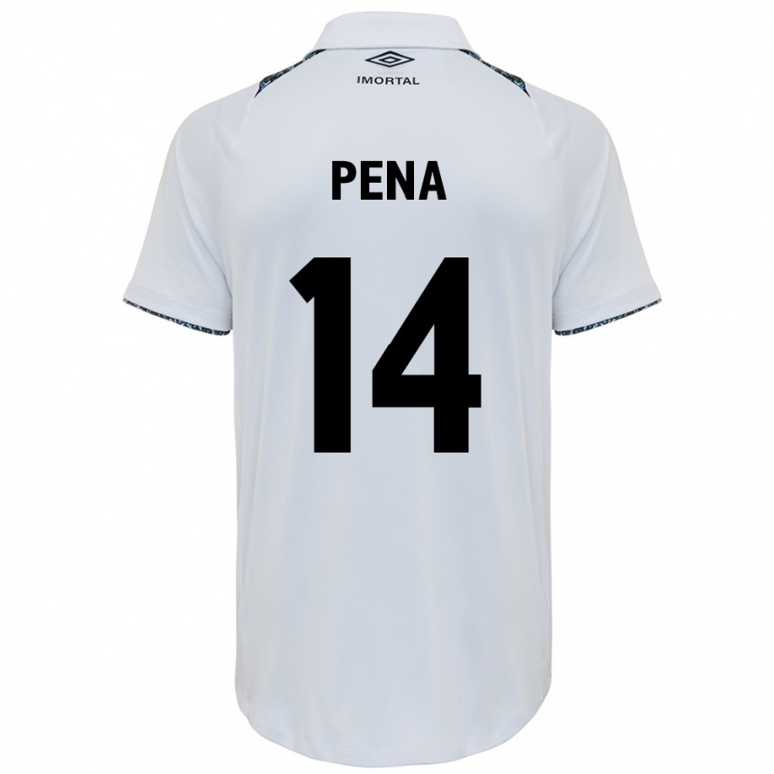 Kids Football Jessica Peña #14 White Blue Away Jersey 2024/25 T-Shirt Uk