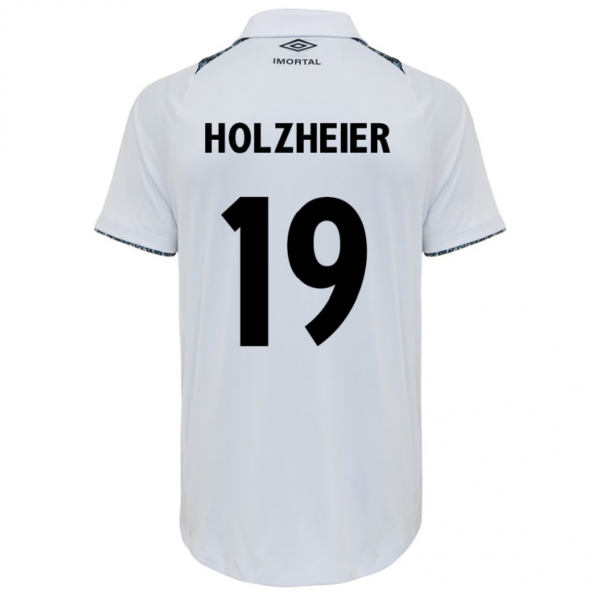 Kids Football Agostina Holzheier #19 White Blue Away Jersey 2024/25 T-Shirt Uk