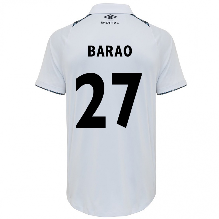 Kids Football Dani Barão #27 White Blue Away Jersey 2024/25 T-Shirt Uk