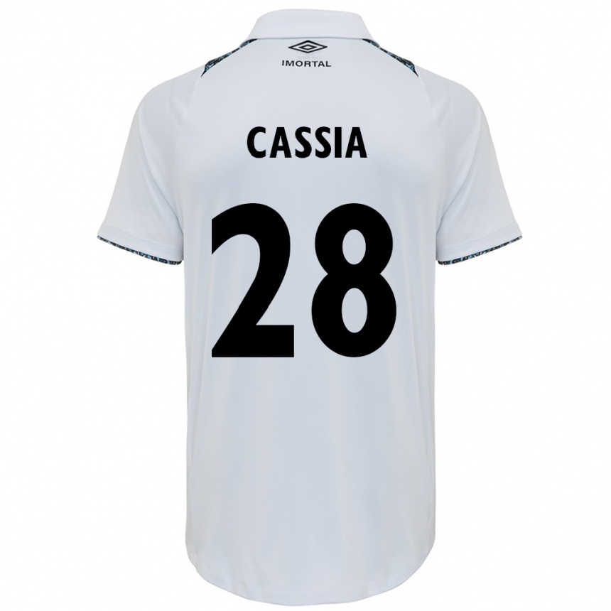 Kids Football Cássia #28 White Blue Away Jersey 2024/25 T-Shirt Uk