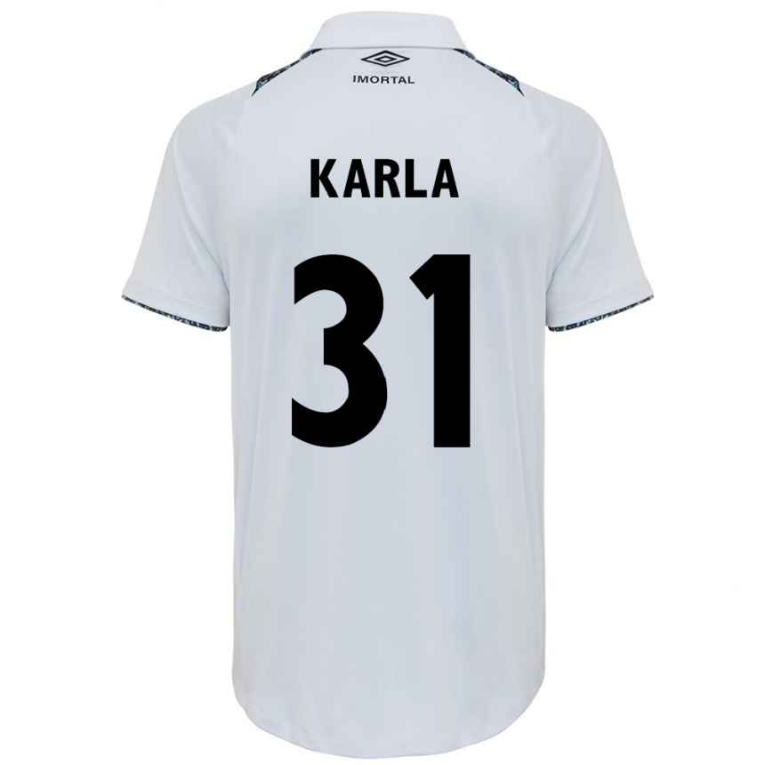 Kids Football Emmily Karla #31 White Blue Away Jersey 2024/25 T-Shirt Uk