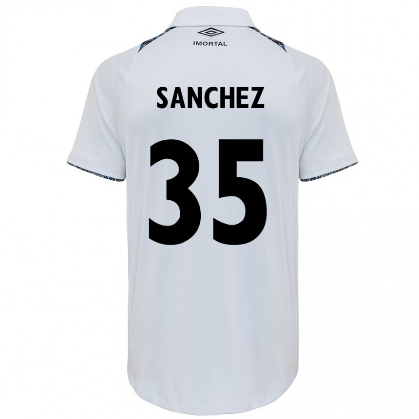 Kids Football Lari Sanchez #35 White Blue Away Jersey 2024/25 T-Shirt Uk