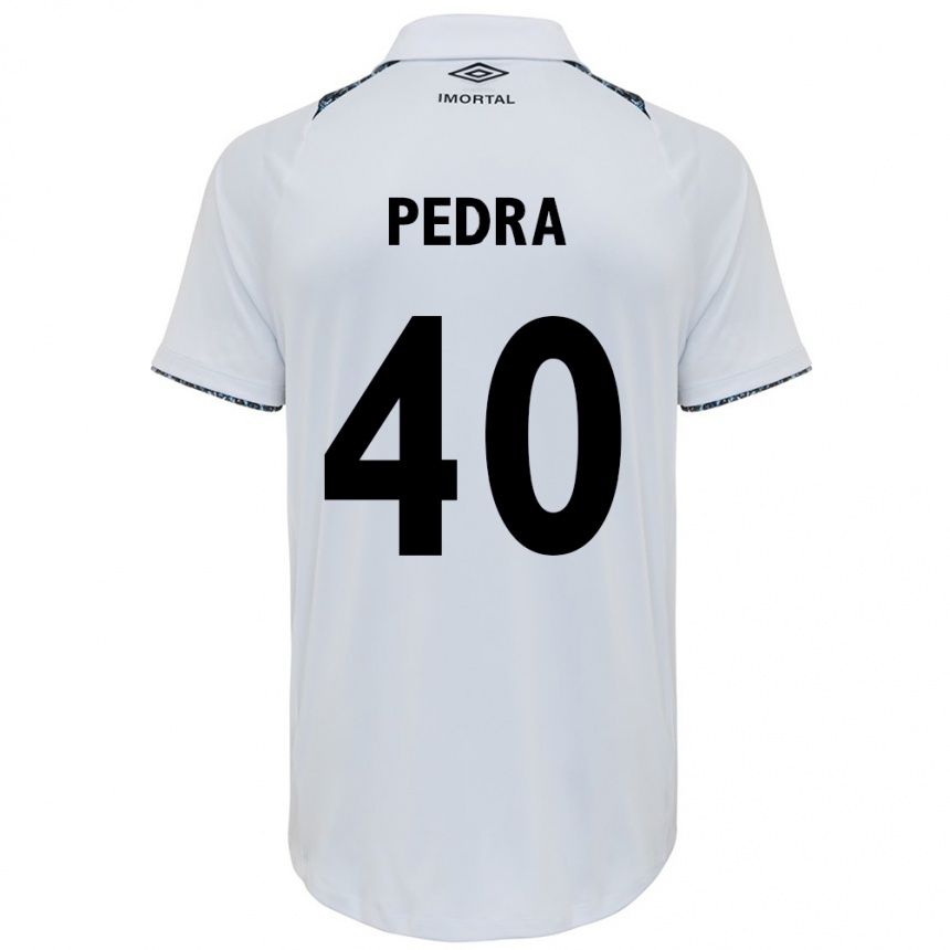 Kids Football Duda Pedra #40 White Blue Away Jersey 2024/25 T-Shirt Uk