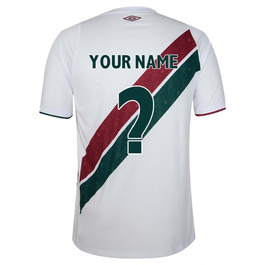 Kids Football Your Name #0 White Green Maroon Away Jersey 2024/25 T-Shirt Uk