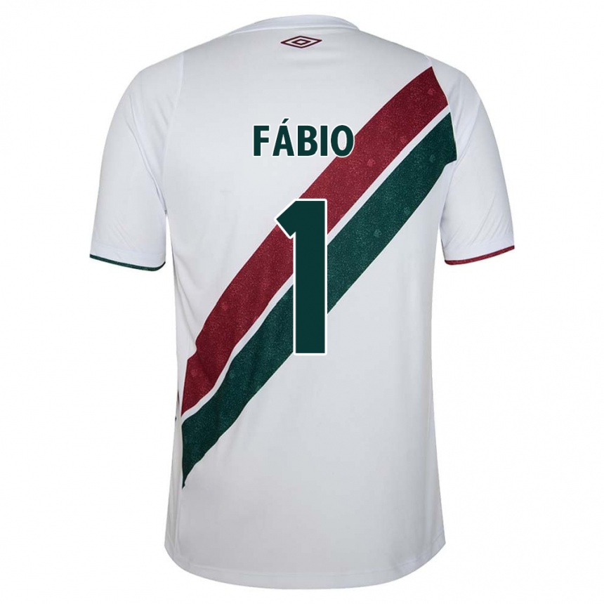 Kids Football Fábio #1 White Green Maroon Away Jersey 2024/25 T-Shirt Uk