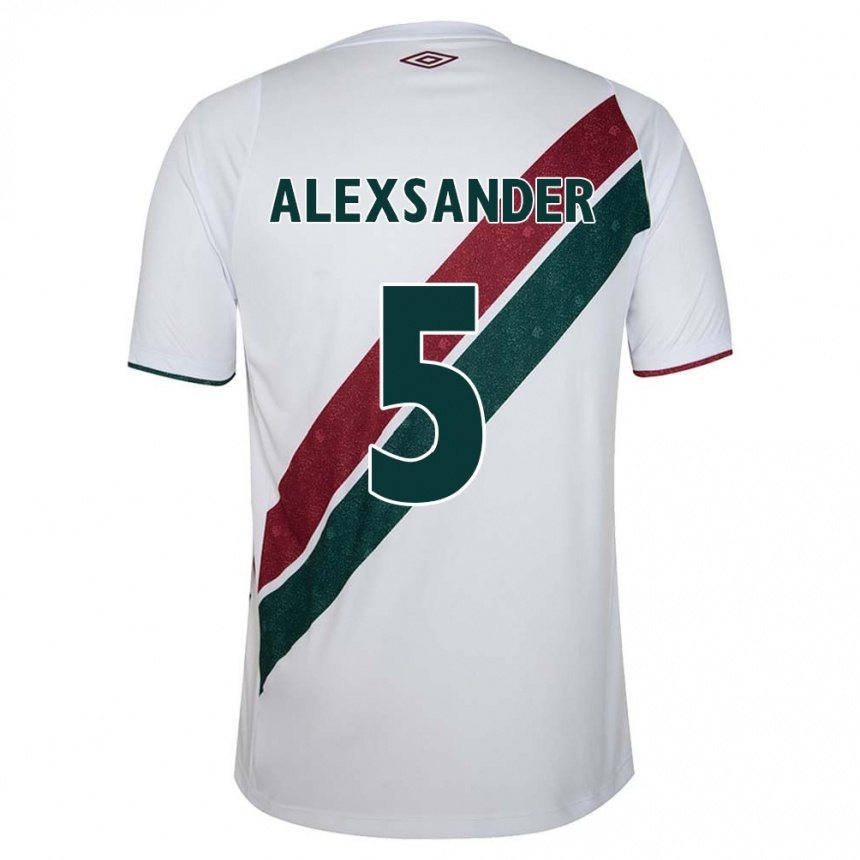 Kids Football Alexsander #5 White Green Maroon Away Jersey 2024/25 T-Shirt Uk