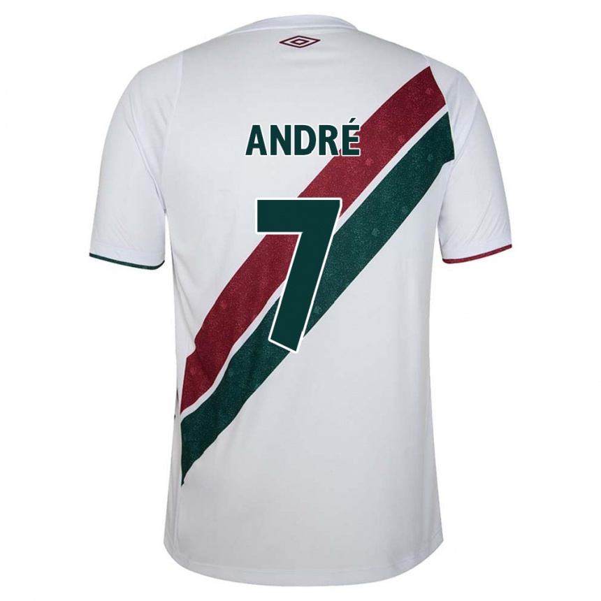 Kids Football André #7 White Green Maroon Away Jersey 2024/25 T-Shirt Uk