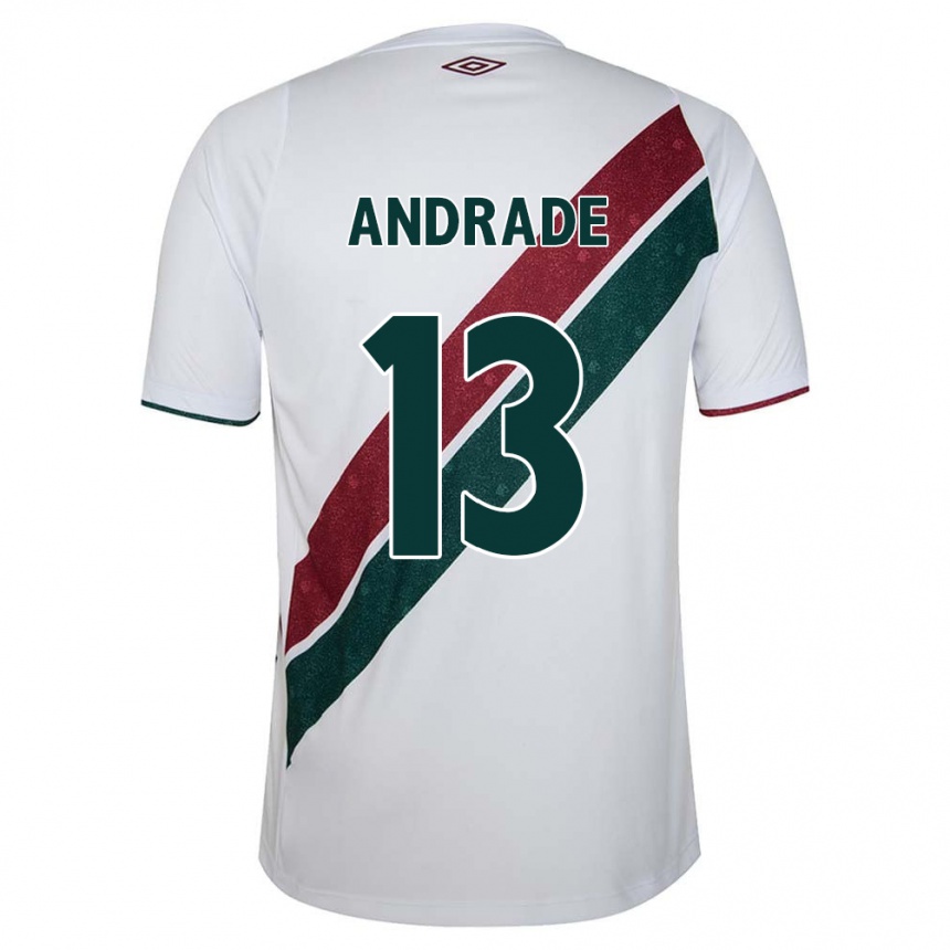 Kids Football Felipe Andrade #13 White Green Maroon Away Jersey 2024/25 T-Shirt Uk