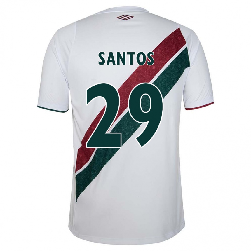 Kids Football Thiago Santos #29 White Green Maroon Away Jersey 2024/25 T-Shirt Uk