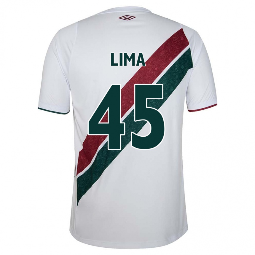 Kids Football Lima #45 White Green Maroon Away Jersey 2024/25 T-Shirt Uk