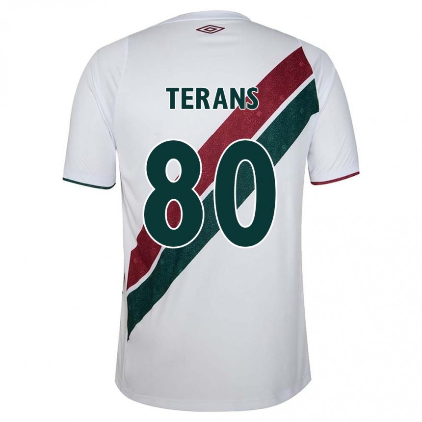 Kids Football David Terans #80 White Green Maroon Away Jersey 2024/25 T-Shirt Uk