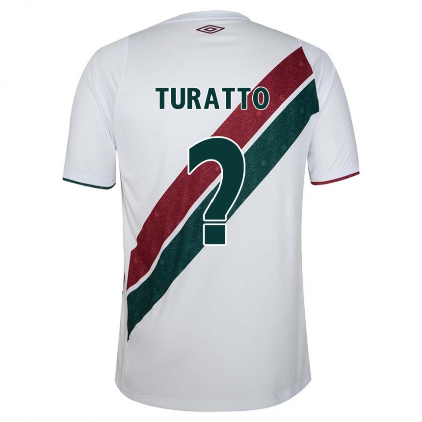 Kids Football Luiz Turatto #0 White Green Maroon Away Jersey 2024/25 T-Shirt Uk