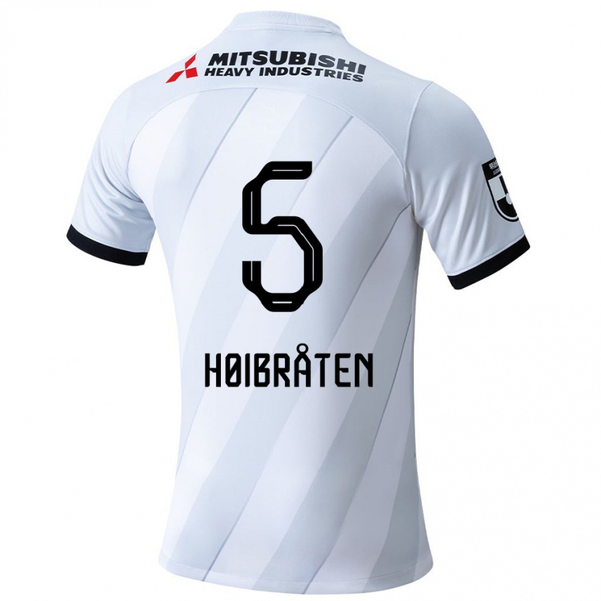 Kids Football Marius Høibråten #5 White Grey Away Jersey 2024/25 T-Shirt Uk