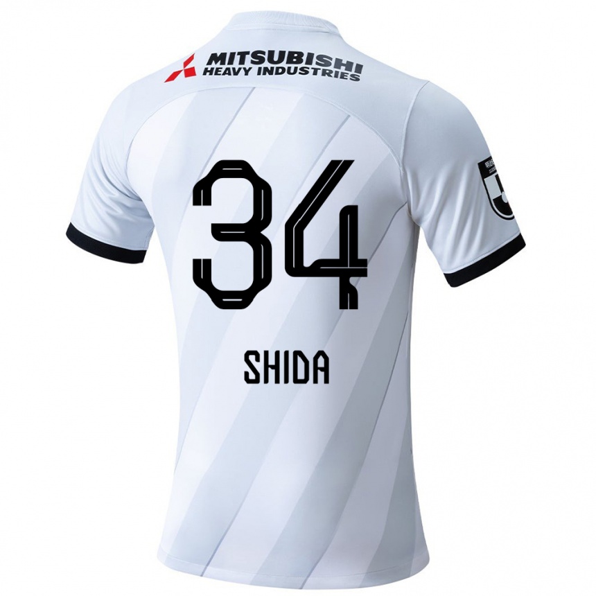 Kids Football Izuho Shida #34 White Grey Away Jersey 2024/25 T-Shirt Uk