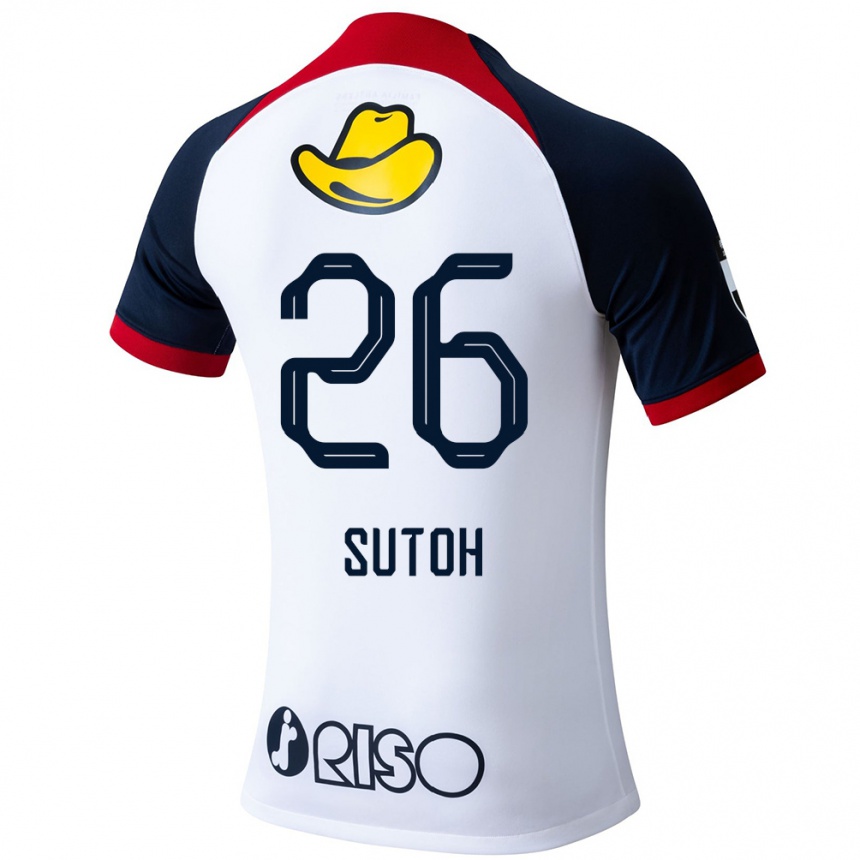 Kids Football Naoki Suto #26 White Blue Red Away Jersey 2024/25 T-Shirt Uk