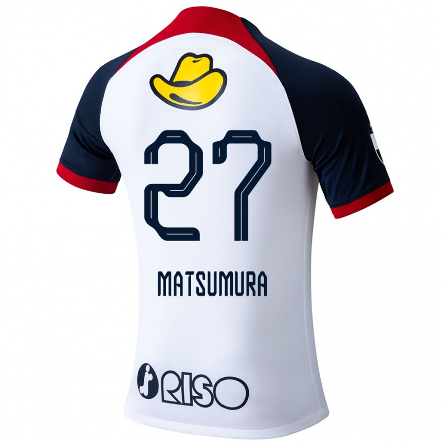 Kids Football Yuta Matsumura #27 White Blue Red Away Jersey 2024/25 T-Shirt Uk